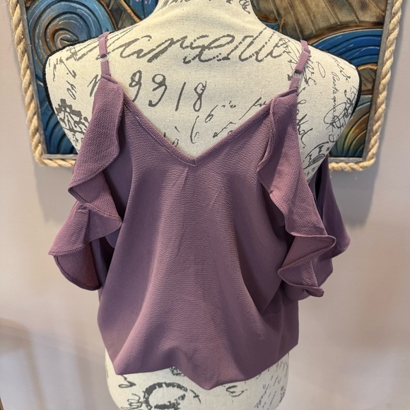 Purple Ruffle Off-Shoulder Top - Picture 4 of 4